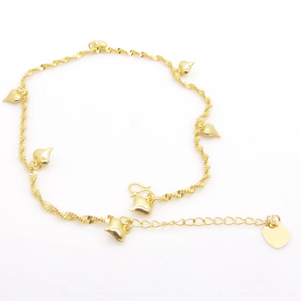 Браслет на ногу с сердцем и золотым наполнителем|link supply chain|chain link fence for salechain bracelet |