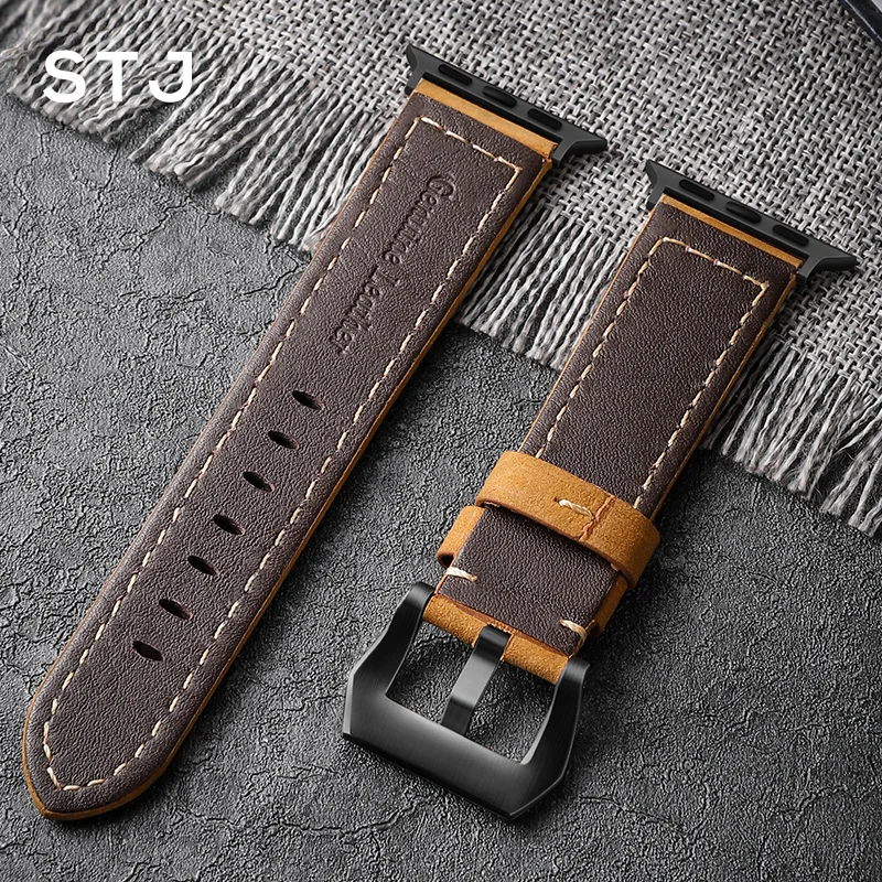 Ремешок для часов STJ из воловьей кожи Apple Watch 42 мм 38 и Series 4 3 2 1 ремешок iWatch 44 40 |