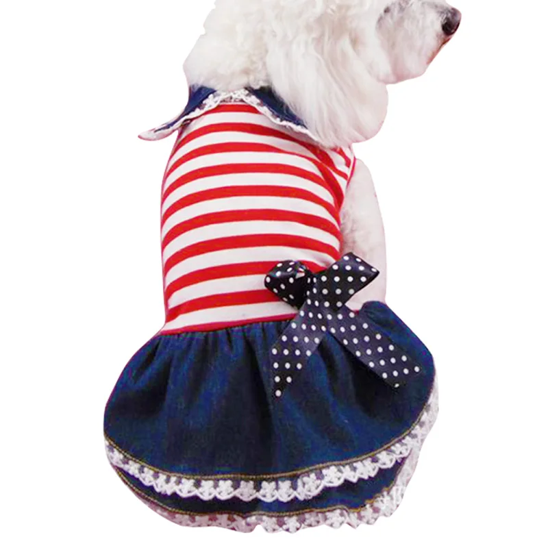 Spring Autumn Pet Dog Dresses Puppy Clothing Jeans Tutu Shirt Cat Outfit Coat Pajamas Clothes for Small Cheap Apparel 21 | Дом и сад