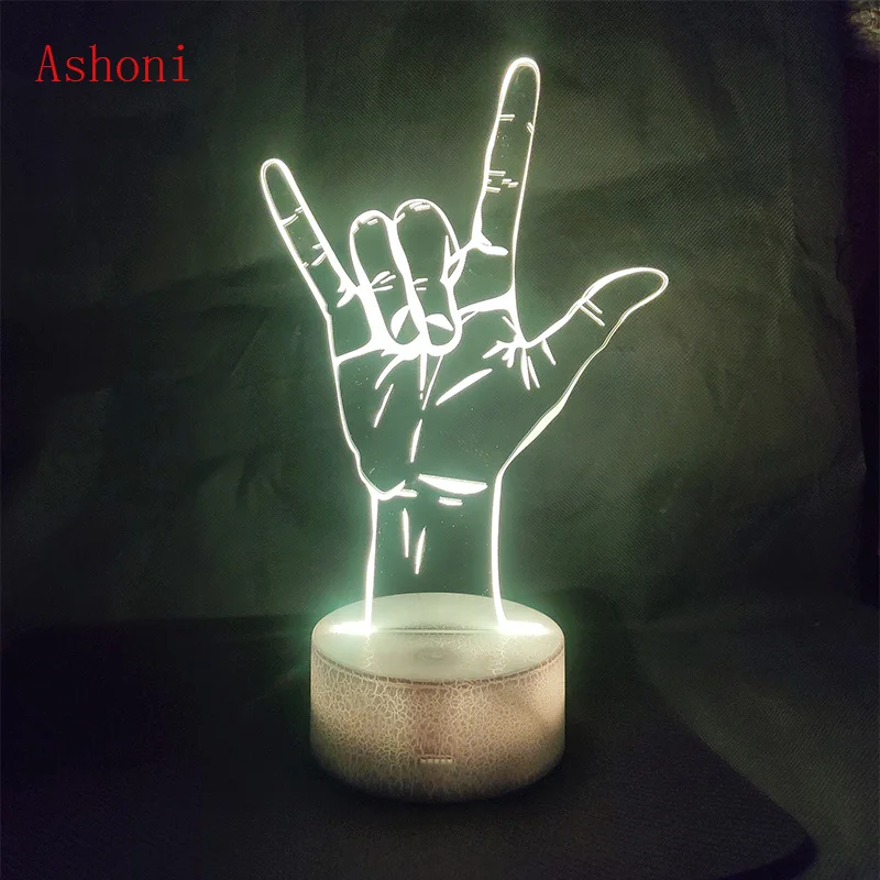 I Love You Sign Language 3D светодиодный настольный светильник сенсорный ночник с