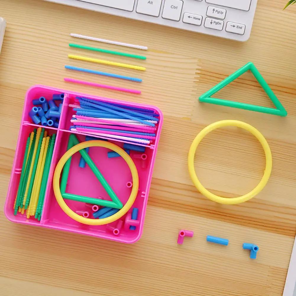 Конструктор 3D геометрический блокировка сделай сам соломенные палочки учебные