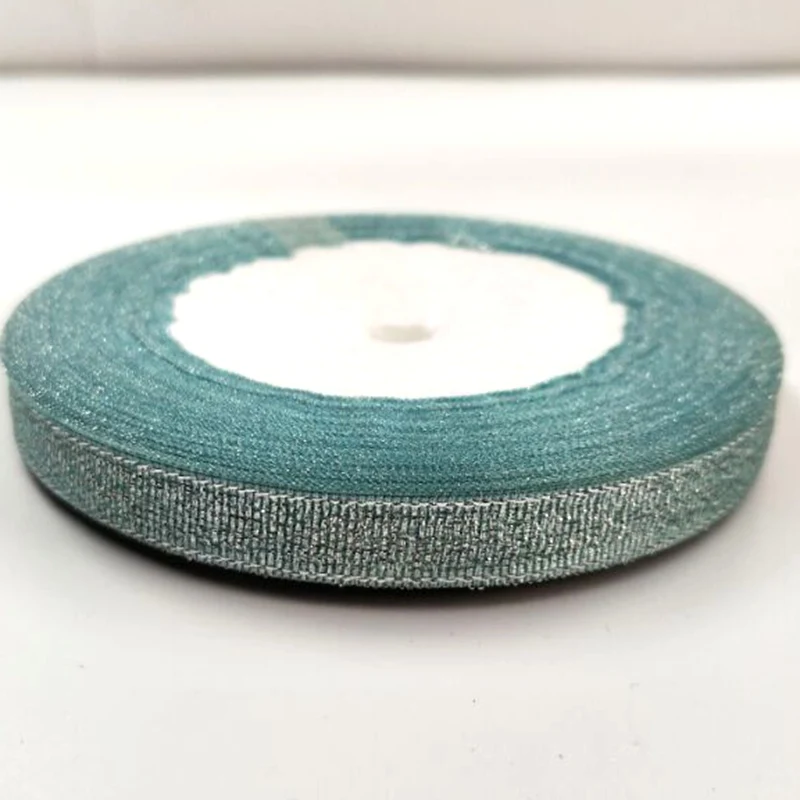 blue 3/"(10 мм) 25 ярдов золотые металлические блестящие ленты DIY рукоделие швейная ткань Свадебные принадлежности Рождественская вечеринка декоративно-упаковочная лента - Цвет: blue