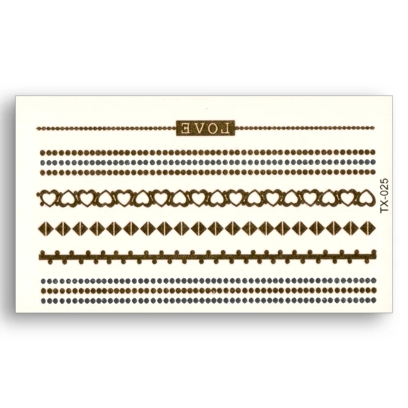 Временные фальшивые татуировки металлик золотого и серебряного цвета