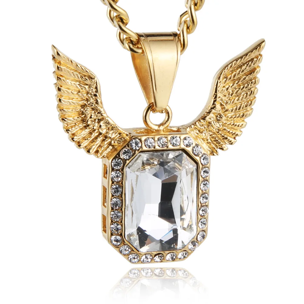 Цепочка HZMAN с кулоном в виде крыльев Ангела для мужчин и женщин ожерелье из