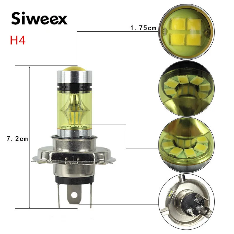 2 предмета 100 Вт H1 H3 H4 H7 H8 H13 H16 20 SMD высокой Мощность супер фотографические фоны с изображением яркого золотого светильник Автомобильный светодиодный высокое Мощность противотуманная фара для бега светильник 12v