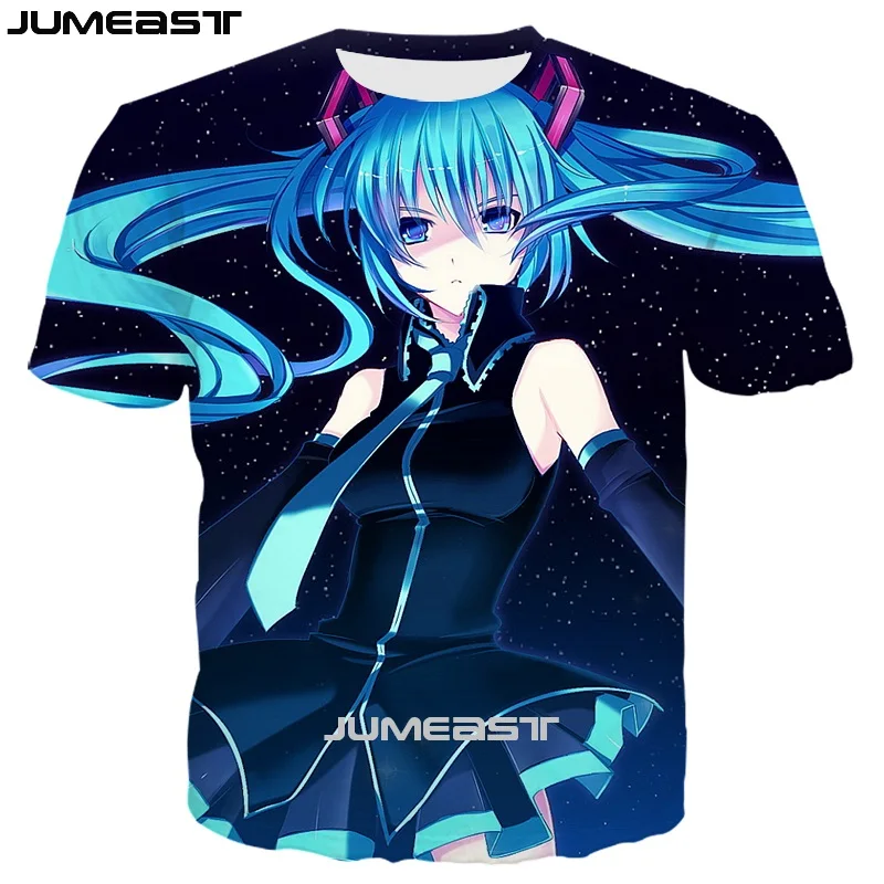 Бренд Jumeast, Мужская/женская футболка с 3D принтом, Аниме Vocaloid Hatsune Miku, короткий рукав, новинка, футболка, спортивный пуловер, летние топы, футболки