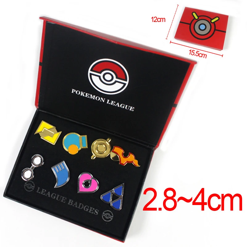 Покемон значки Gym Kanto Johto Hoenn Sinnoh унова калош Лига регион оранжевые острова булавки броши коробка набор подарок косплей реквизит