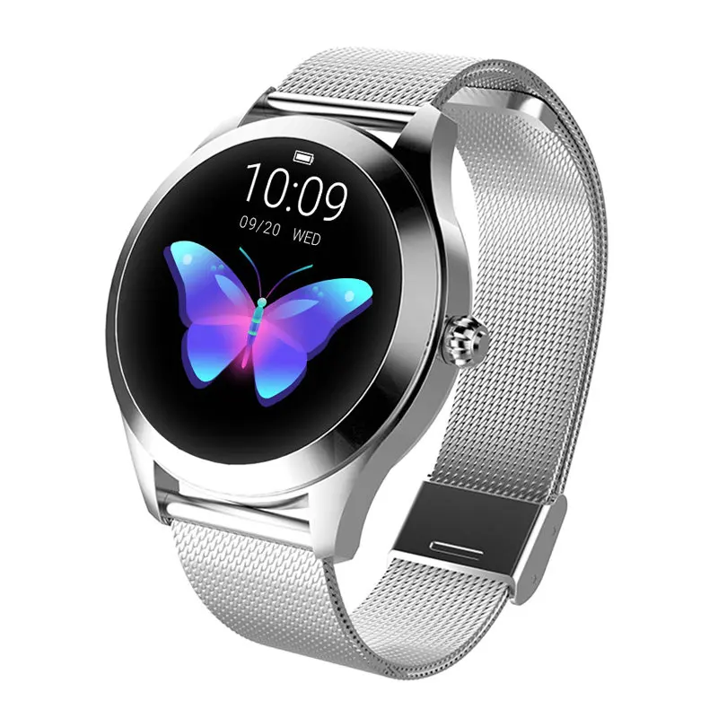 KW10 Bluetooth Смарт-часы женские IP68 водонепроницаемый монитор сердечного ритма для Android IOS фитнес-браслет 1,04 дюймов цветной экран - Цвет: Серебристый