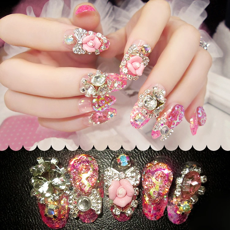 Готовый продукт 24 шт искусственные ногти блестящее украшение искусственная кожа