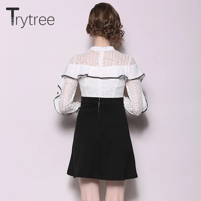 Trytree сезон: весна–лето оборками платье Повседневное полиэстер лоскутное