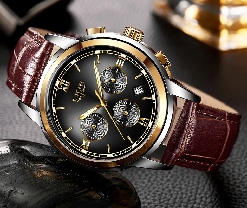 Montre Homme Часы мужские люксовый бренд LIGE Хронограф Мужские спортивные часы водонепроницаемые полностью Стальные кварцевые мужские часы Relogio Masculino