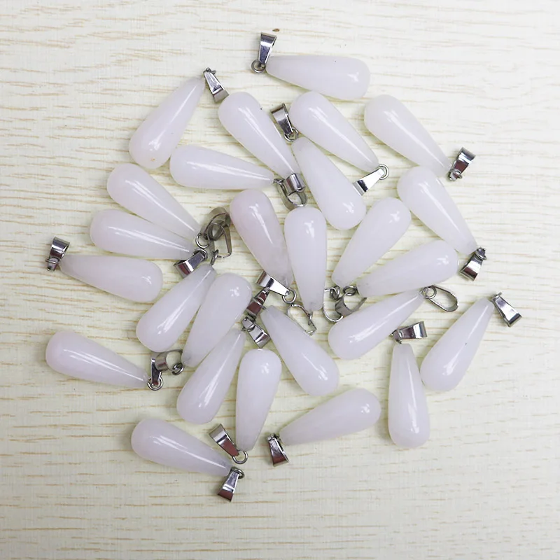 White onyx 50 шт. высококачественные Подвески отобранный натуральный камень длинная водяная Капля Подвески с бусинами DIY Аксессуары Ювелирные изделия - Окраска металла: White onyx