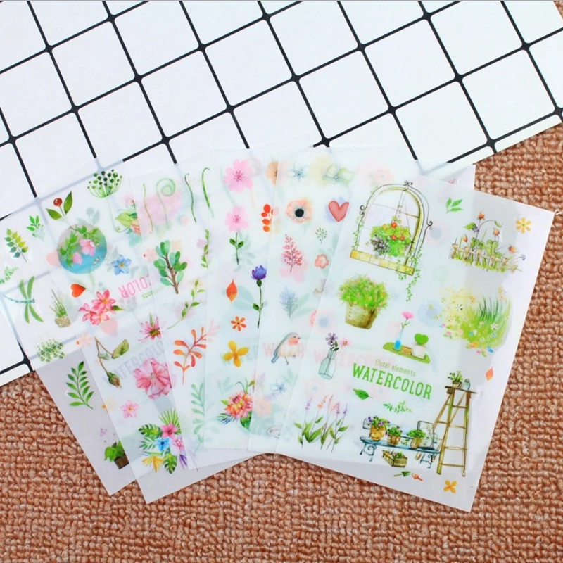 6 шт./упак. Зеленый Кактус завод Декоративные наклейки из бумаги васи Скрапбукинг