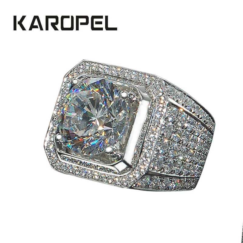 Обручальные кольца Karopel с микрозакрепкой из фианита мужские круглой формы в
