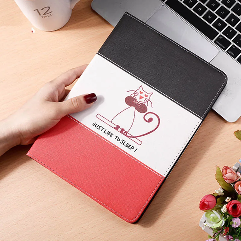 Черный Чехол с рисунком кота для нового iPad Mini 5 Folio Stand Smart Cover Auto Wake Up/Sleep для Apple iPad Mini 5 защитные чехлы - Цвет: Черный