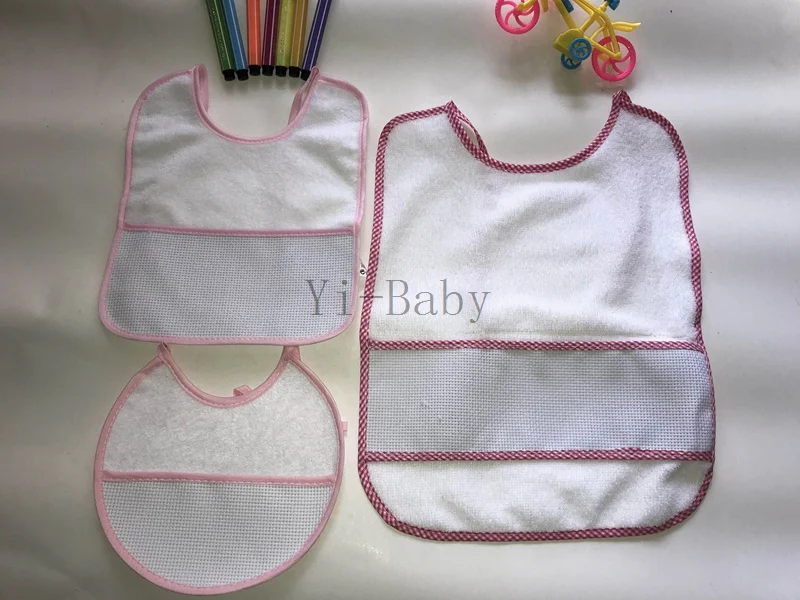Cross Stitch Bibs pink waterproof Baby Infant saliva towels baby bibs 3PCS/Set Free shipping YB170005 | Детская одежда и обувь