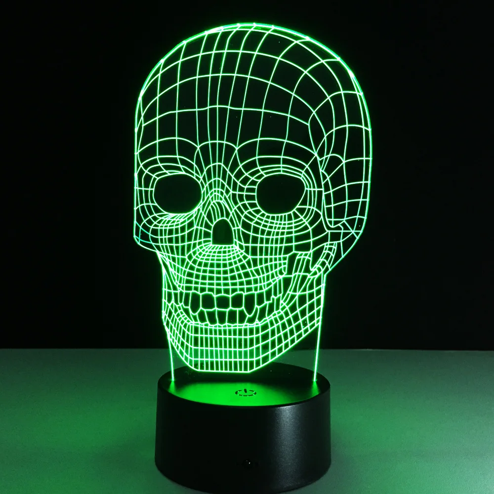 

7 colors illusion 3D fluorescent skeleton light Novelty night lamp for gift