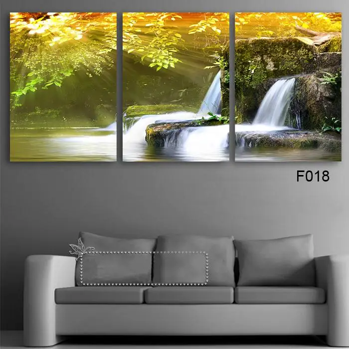 Free Shipping 3 Piece Wall Art Painting Canvas Strong Waterfall Natural Beauty Modern Picture Home Decor | Дом и сад