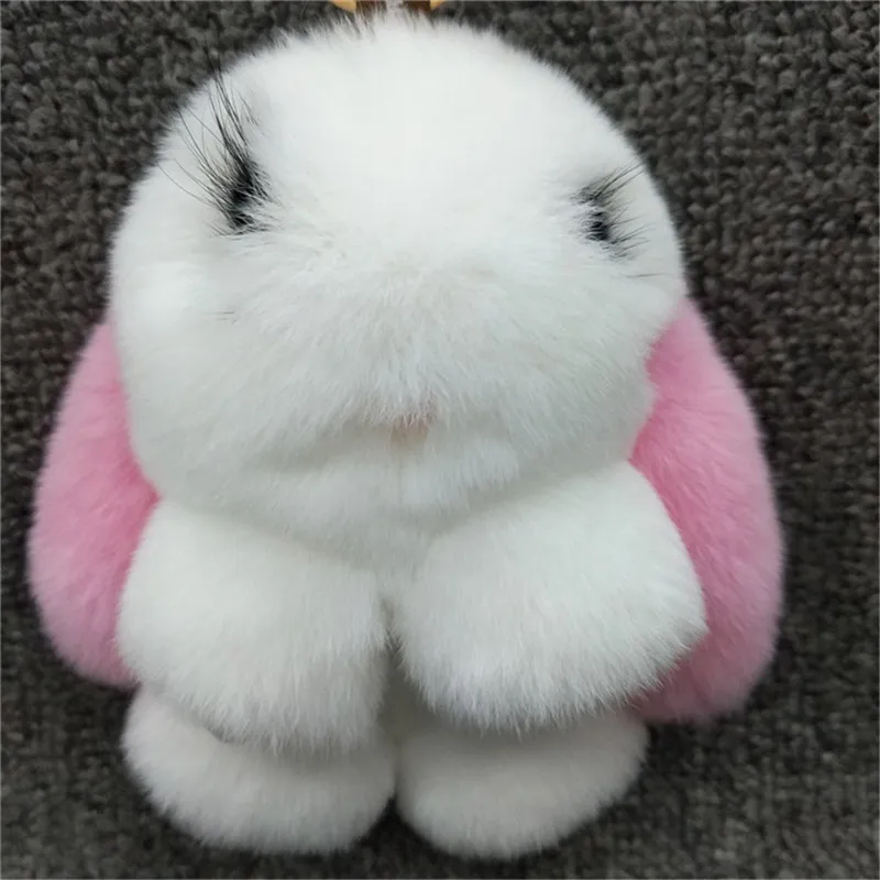 100% натуральный мех кролика рекс брелок с глазами из меха норки милый пушистый для