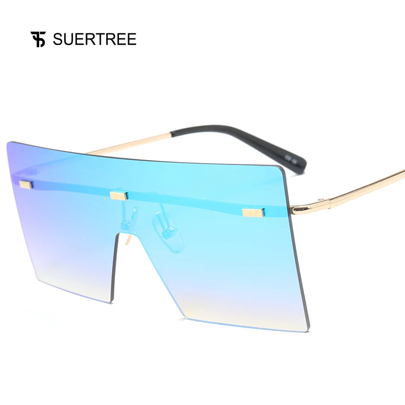SUERTREE модные большие квадратные градиентные солнцезащитные очки Мода UV400 Металл