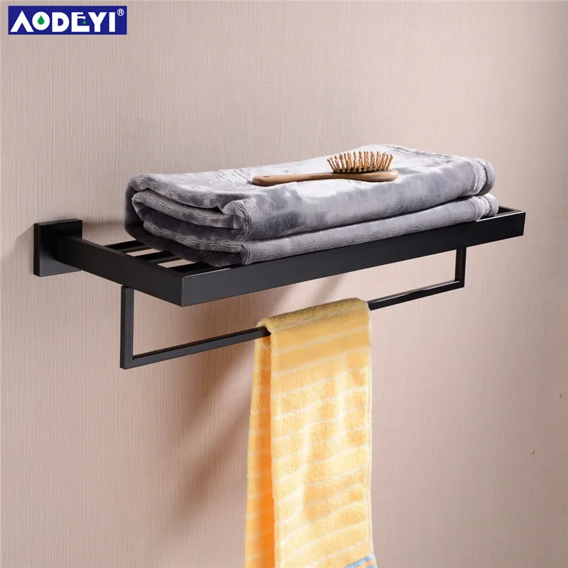 Towel Shelf AODEYI аксессуары для ванной комнаты Набор черный крючок для халата вешалка для полотенец барная полка держатель для бумаги держатель для зубной щетки аксессуары для ванной комнаты - Цвет: Towel Shelf
