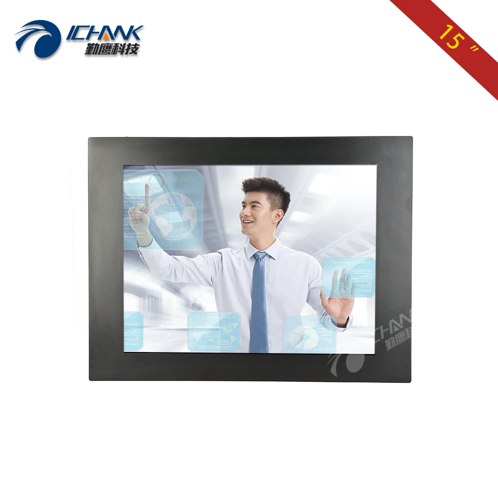 

15" inch Monitor 1024x768 HDMI-in VGA USB Embedded Power On Boot Resistive Touch LCD Display Support Linux Ubuntu OS ZQ150TC-58L