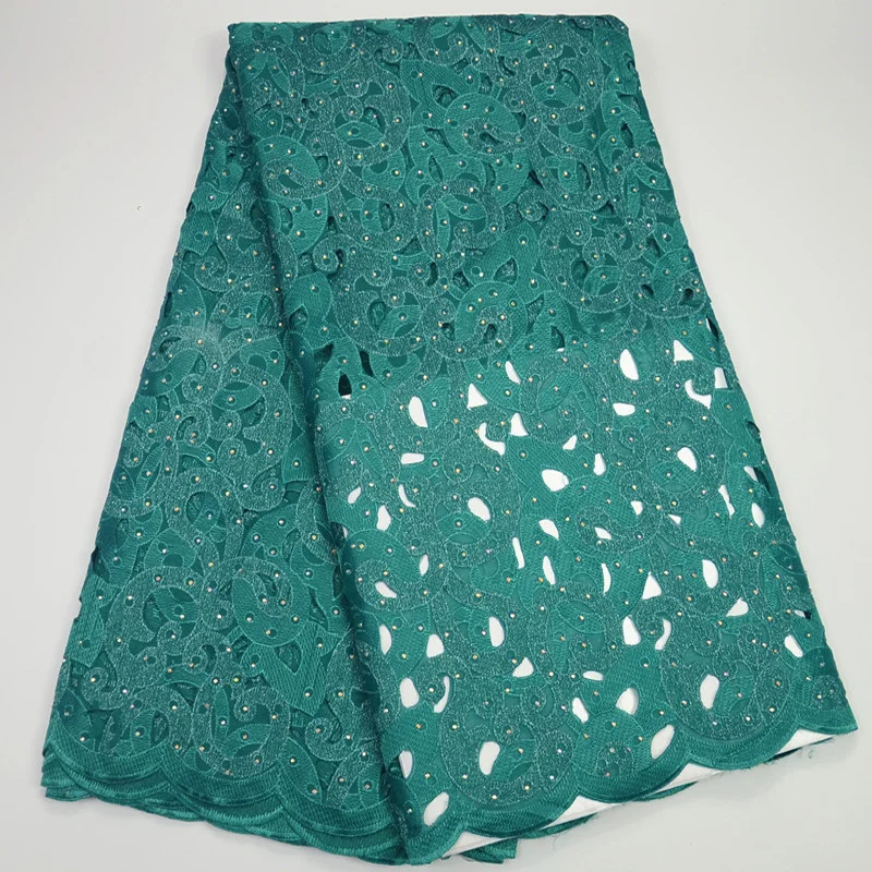 Высококачественная Бирюзовая зеленая Африканская Хлопковая кружевная ткань