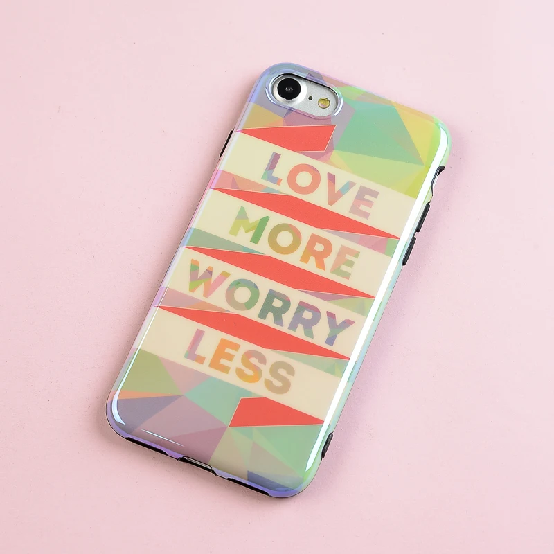 Cuptakes Luxury Glossy IMD Soft Silicone Case for Apple iPhone 7 8 6 6S X Plus 10 Cover Cute Quotes Love More gradual change |