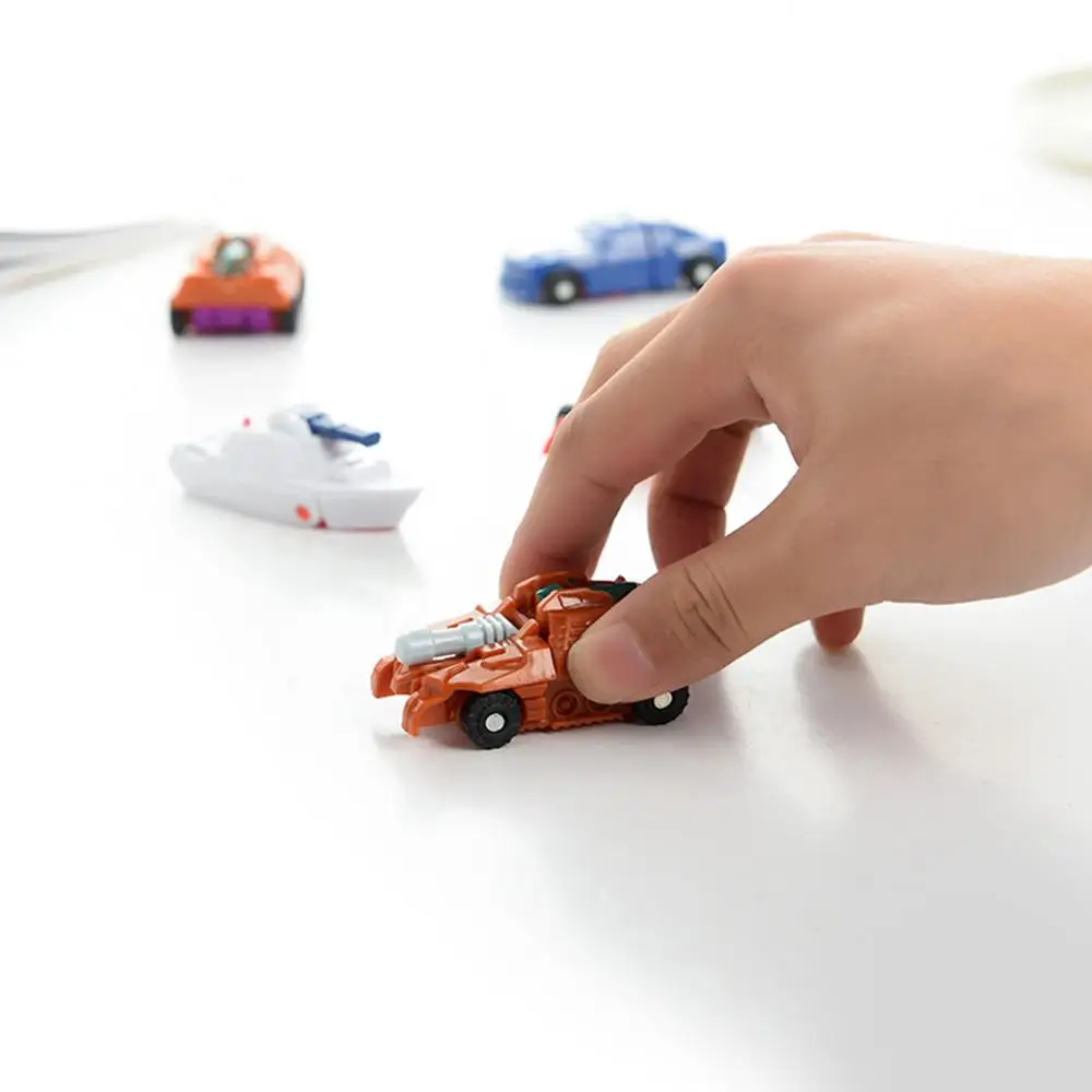 

10Pcs Mini Transformation Inertial Car Robot Deformation Model Toy Children Gift Transform plane chariot PVC Figure Toys