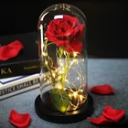 Искусственный вечный цветок Роза в стеклянном покрытии светильник Лой красавицей и чудовище Свадьба День святого Валентина День матери подарок для декора