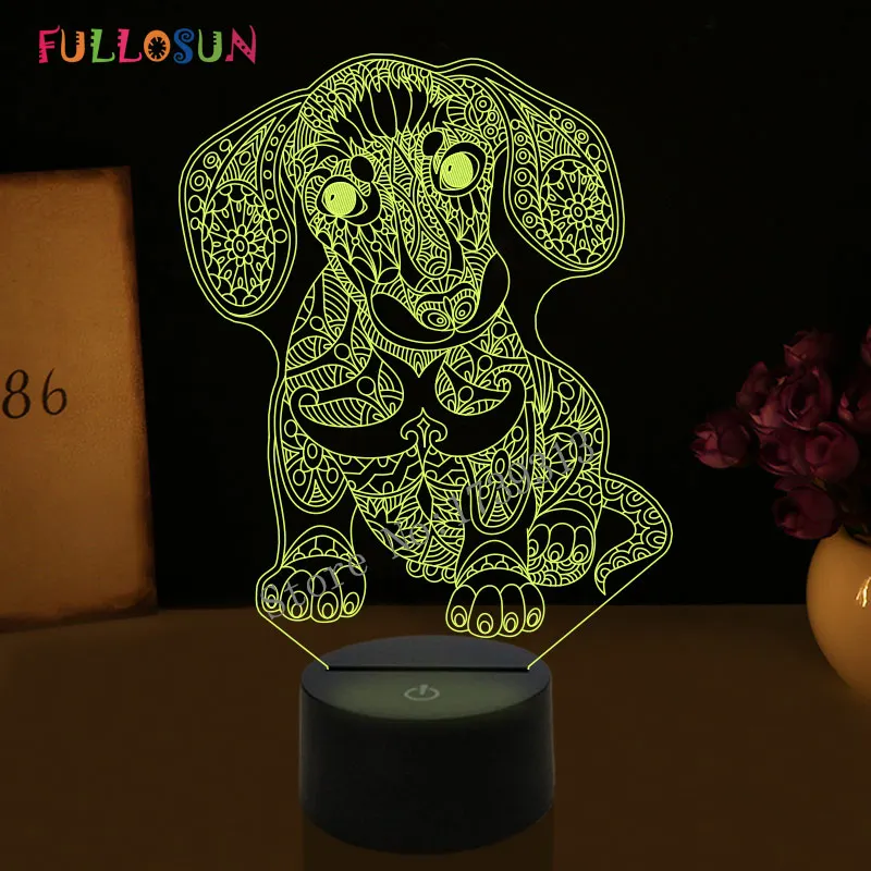 FS-4770 7 color Креативный детский подарок 3D Illuison лампа для собак бультерьер светодиодный ночник креативный декоративный Настольный светильник - Испускаемый цвет: FS-4770 7 color