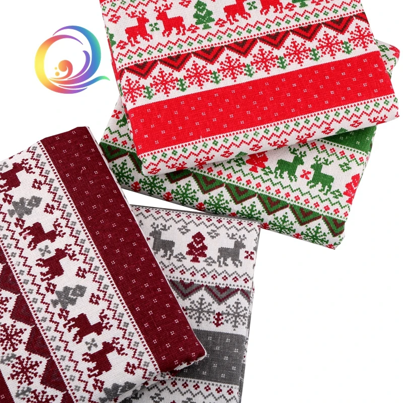 Рождественская серия ткань из хлопка и льна с принтом для лоскутного шитья