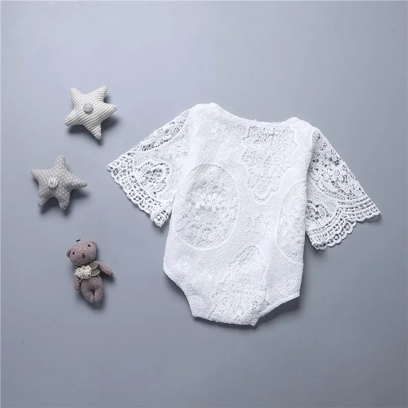 Детский кружевной комбинезон с оборками на рукавах|romper ruffled|infant baby girl romperinfant clothes |