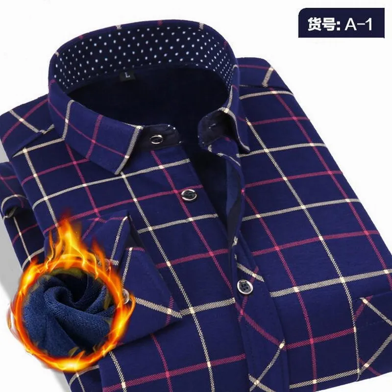 Повседневная Мужская Рубашка Новый Бренд Плед зима теплая одежда Тонкий