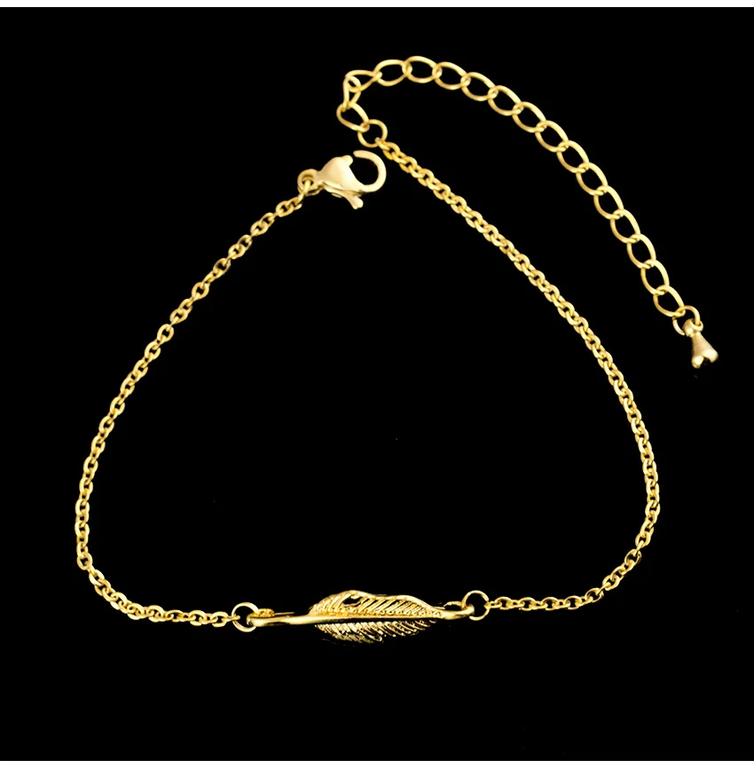 Классический длинный Перо браслет Для женщин Винтаж Jewelry цвет серебристый, Золотой Цвет природа горшок листьев винограда браслет корейский стиль подарок на день рождения - Окраска металла: Gold Color