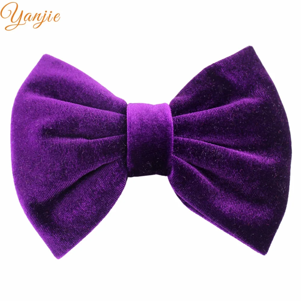 Бархатные банты для волос 10 шт./лот заколка 5 дюймов большие мягкие однотонные