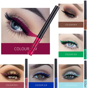 12 цветная подводка для глаз жидкая Водонепроницаемая легкая в носке матовая подводка для глаз Синий Красный Зеленый Белый Золотой коричневый наглазник