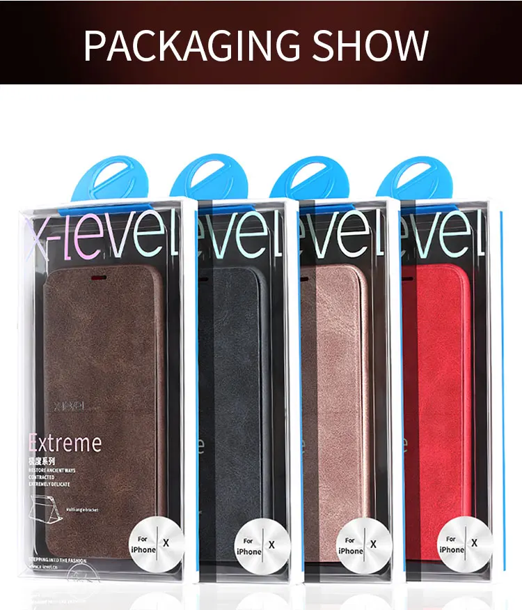 Винтажный кожаный чехол X-Level с откидной крышкой для iPhone 8 7 6 6s Plus Ультратонкий