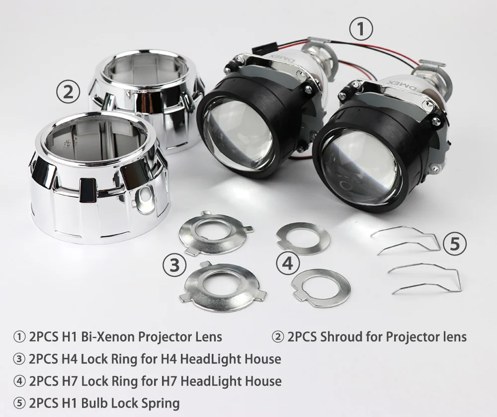 DMEX 2,5 дюймов HID проектор биксенон WST мини H1 проектор Объектив с кожухом, подходит для H4 H7 автомобильных фар, LHD RHD