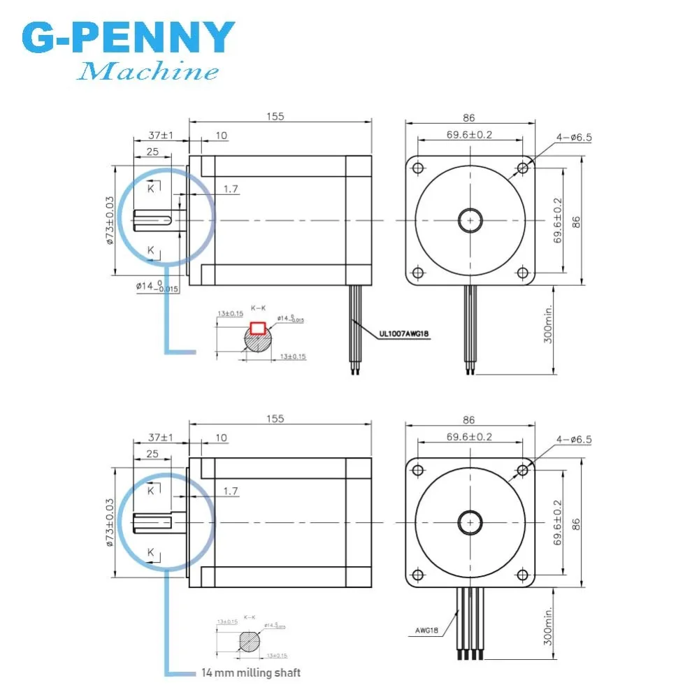 Шаговый двигатель Nema34 86x155 мм 13 Нм
