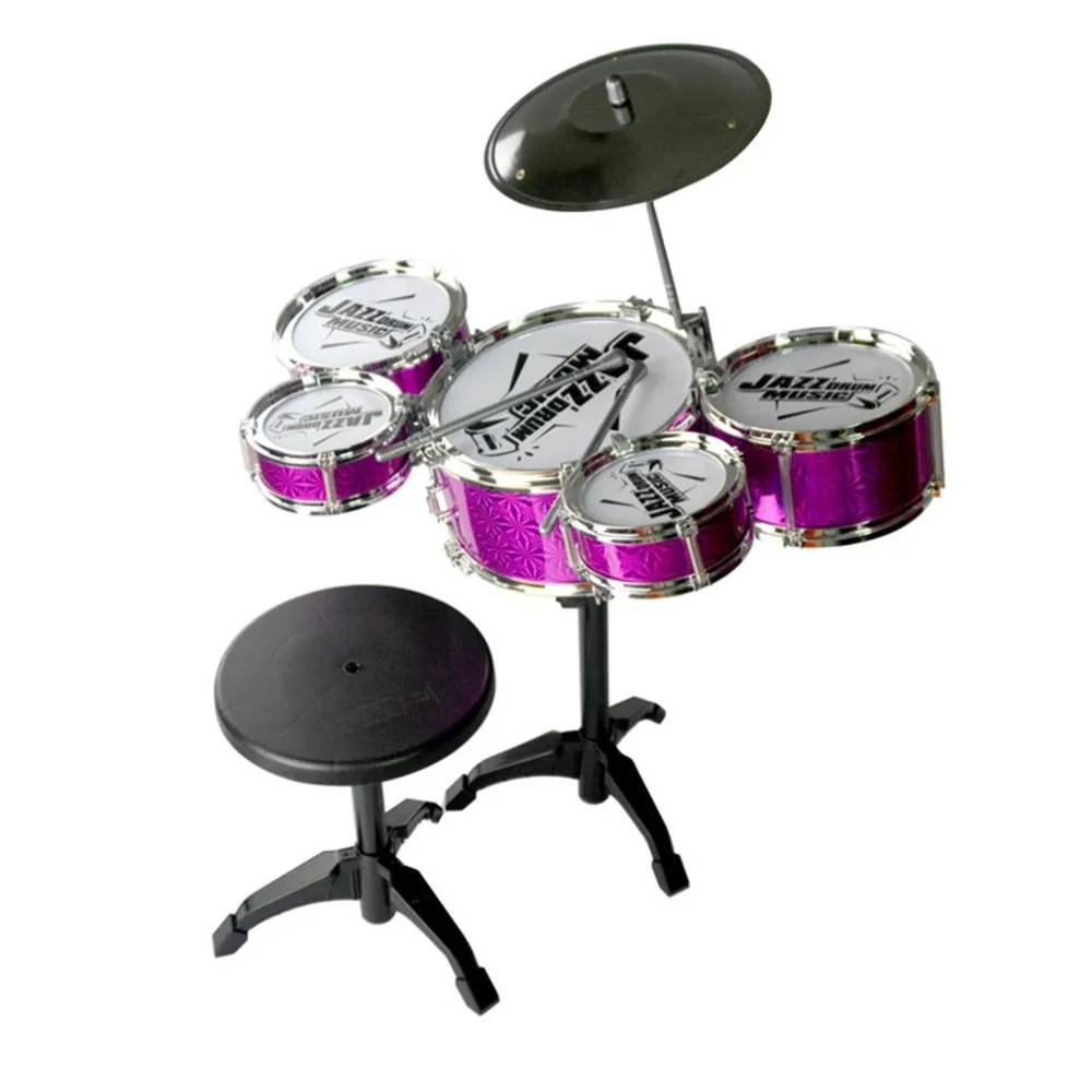 Musical Instrument Toy For Children 5 Drums Simulation Jazz Drum Kit with Drumsticks Educational Musical Toy for Kids Xmax Gift neje dg0006 1 mini finger touch drums set musical toy silver black
