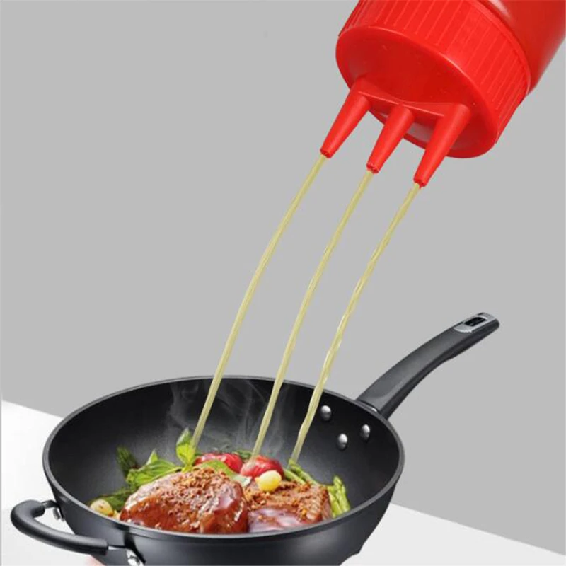 3 Hole Squeeze Bottle Condiment Mustard Dispenser Sauce Vinegar Ketchup Gravy Cruet Kitchen Gadgets Plastic Oil Bottles | Дом и сад