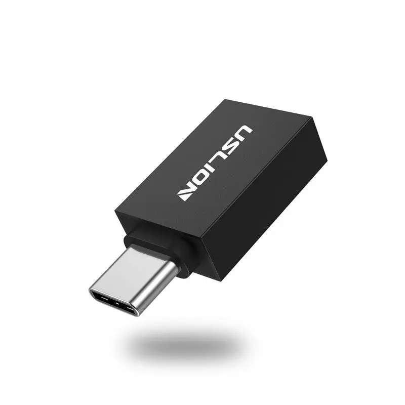 USLION usb type c для Usb 3,0 адаптер OTG type C кабель конвертер для samsung Galaxy S8 S9 OTG адаптер Поддержка передачи данных - Цвет: Черный