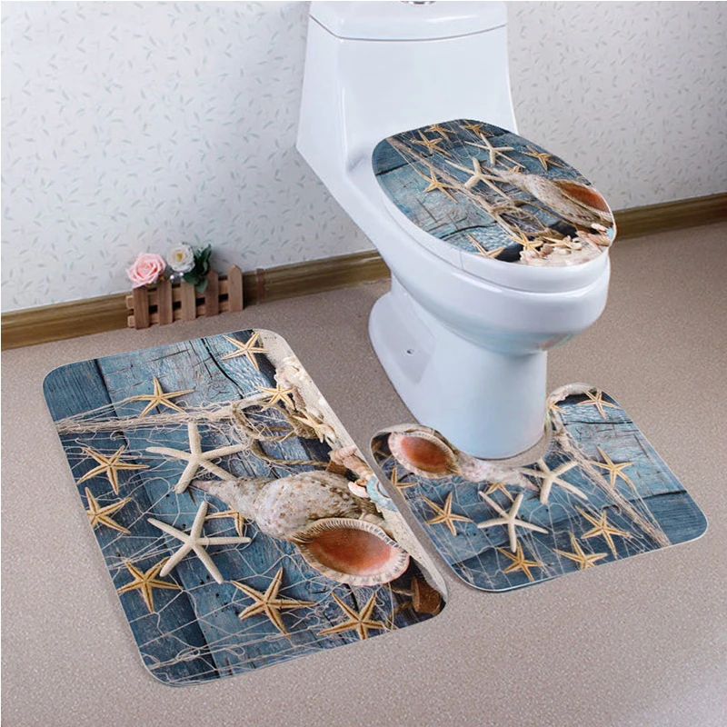 3 шт./компл. Морская звезда туалетный коврик из бархата кораллового цвета для