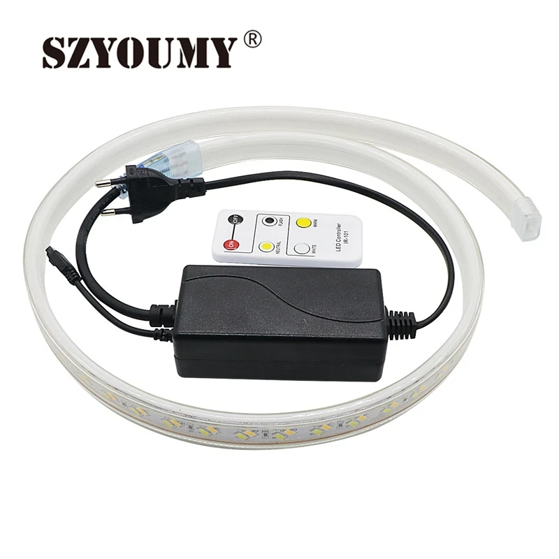 SZYOUMY 5730 120 светодиодов/м 220 В Светодиодная лента CCT холодный белый и теплый двойной