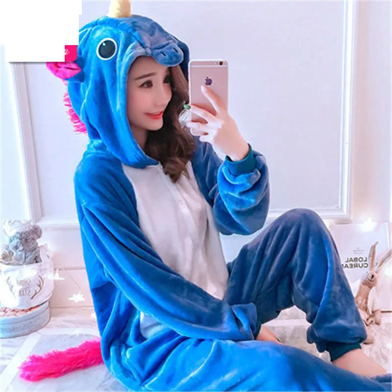 Для женщин пижамы Хэллоуин Пижамы для девочек Единорог стежка панда Пикачу