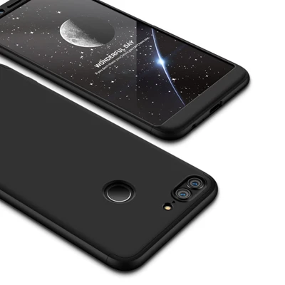 Полный защитный чехол для huawei Honor 9 Lite, модная матовая задняя крышка 3 в 1, чехол для мобильного телефона huawei Honor 9 Lite, Жесткий Чехол - Цвет: Черный