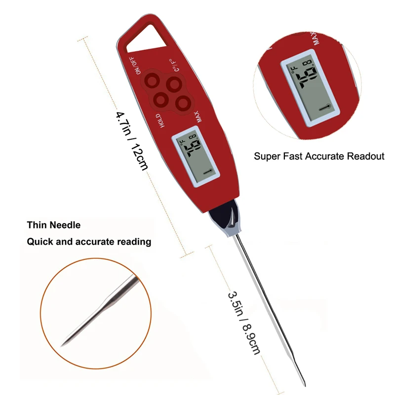 Водонепроницаемый Мгновенное читать термометр для мяса-супер быстрый 4 секунды для Чтения Цифровой Еда Пособия по кулинарии термометр для измерения температуры тела у Еда, барбекю и многое другое