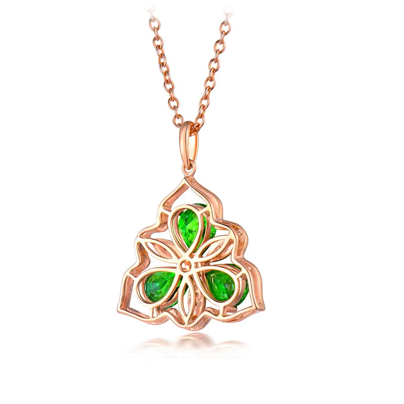 LOVERJEWELRY, женская подвеска, романтическая, твердая, 18 К, розовое золото, бриллиант, ожерелье из цаворита, подвеска в форме цветка для мамы, рождественский подарок