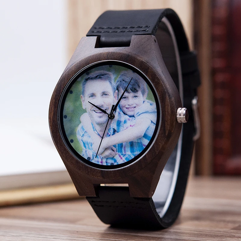 Часы reloj hombre BOBOBIRD с фотографией деревянные часы на заказ мужские Потрясающие